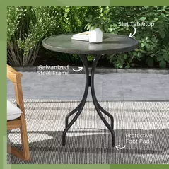 Outsunny Φ66cm Galvanised Steel Garden Table - Grey - 5