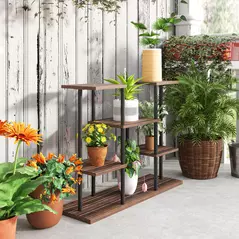 Outsunny Four-Tier Wooden Shelf Plant Stand - 8