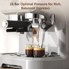 HOMCOM 15 Bar Coffee Machine, with Adjustable Grind, Steamer and Accessories - Silver Colour - 7