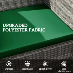 Outsunny Outdoor Seat Cushion Pads for Rattan Furniture, 3 PCs Garden Furniture Cushions, Green - 5