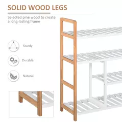 HOMCOM 4 Tier Shoe Racks Storage Stand Shelf Organizer Wood Frame 78 x 68 x 26 cm Hallway Furniture - 6