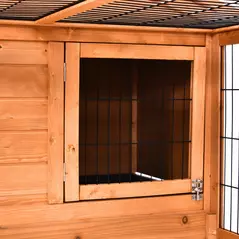 PawHut Wooden Rabbit Hutch Outdoor, Guinea Pig Hutch, Detachable Pet House Animal Cage with Openable Run & Roof Lockable Door Slide-out Tray 146 x 95 x 69cm - 9