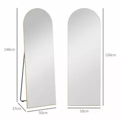 HOMCOM 150cm Arched Full Length Mirror - Gold Tone - 3