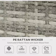 Outsunny Outdoor PE Rattan Gas Fire Pit Table, Patio Square Propane Heater with Rain Cover, Mesh Lid and Lava Stone, 40,000 BTU, Mixed Grey - 7