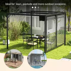 Outsunny 3 x 2.8m Metal Pergola, with Retractable Fabric Roof - Grey - 6
