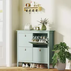 HOMCOM Modern Four-Drawer Shoe Cabinet - Green - 2