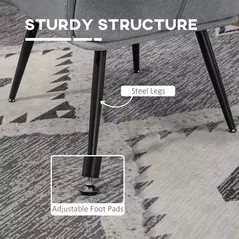 HOMCOM Armchair with Footstool, Living Room Chair, Linen Accent Chair for Bedroom, Home Study, Light Grey - 5