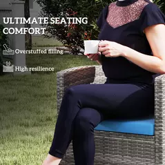 Outsunny Outdoor Seat Cushion Pads for Rattan Furniture, 3 PCs Garden Furniture Cushions,  Sky Blue - 6