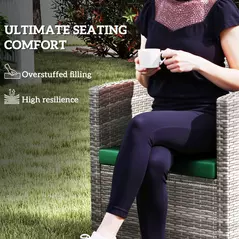 Outsunny Outdoor Seat Cushion Pads for Rattan Furniture, 3 PCs Garden Furniture Cushions, Green - 6