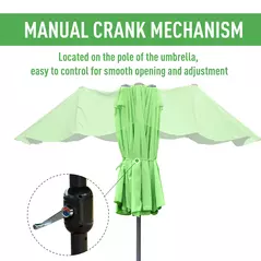 Outsunny 4.6M Sun Umbrella Canopy Double-sided Crank Sun Shade w/ Cross Base Green - 5