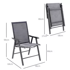 Outsunny Set of Four Folding Garden Chairs - Charcoal Grey - 3