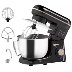 HOMCOM 1300W Kitchen Stand Mixer, with Accessories - Black - 1