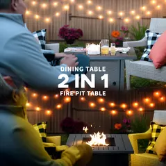 Outsunny Rattan-style Propane Gas Fire Pit Table with 40,000 BTU Burner, Square Smokeless Firepit Patio Heater with Thermocouple, Lava Rocks, Waterproof Cover, Spark Guard and Lid, Grey - 4