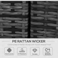 Outsunny 8 Piece Rattan Corner Sofa Set with Wide & Deep Seat, Assembled Aluminium PE Rattan Garden Furniture Set with Thick Cushions and Glass Top Table for Outdoor, Conservatory, Grey - 4