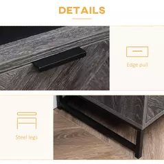 HOMCOM Bedside Table with Drawer and Shelf, Side End Table with Steel Legs for Living Room, Bedroom, Dark Grey - 6