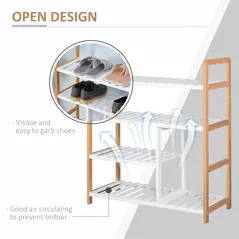 HOMCOM 4 Tier Shoe Racks Storage Stand Shelf Organizer Wood Frame 78 x 68 x 26 cm Hallway Furniture - 5