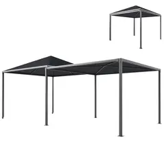 Outsunny 3 x 3 or 3 x 6m Garden Gazebo with Extendable Awning and Wheels, UPF30+ Outdoor Metal Gazebo Canopy Shelter for BBQ, Event, Party - 1