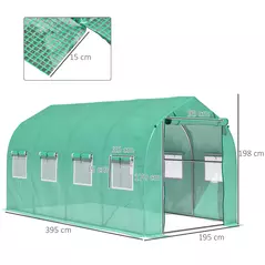 Outsunny Polytunnel Greenhouse with Windows and Door, Walk in Greenhouse for Garden, Backyard (4 x 2 M) - 3