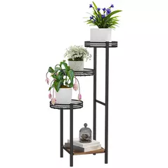 Outsunny Four-Tier Steel Plant Stand - Black - 1