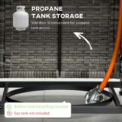 Outsunny Outdoor PE Rattan Gas Fire Pit Table, Patio Square Propane Heater with Rain Cover, Mesh Lid and Lava Stone, 40,000 BTU, Mixed Grey - 5