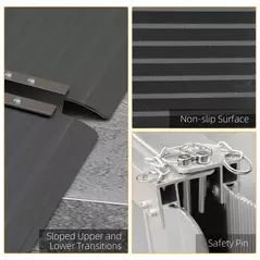 HOMCOM Wheelchair Ramp, 122L x 73Wcm, 272KG Capacity, Folding Aluminium Threshold Ramp with Non-Skid Surface, Transition Plates Above and Below for Home, Steps, Stairs, Curbs, Doorways - 5