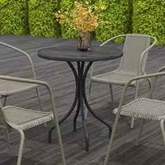 Outsunny Φ66cm Galvanised Steel Garden Table - Grey - 8