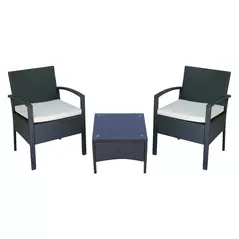 Outsunny 2 Seater Rattan Bistro Set, Steel-Black - 1