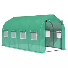 Outsunny Polytunnel Greenhouse with Windows and Door, Walk in Greenhouse for Garden, Backyard (4 x 2 M) - 1