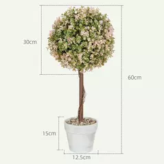 HOMCOM Set of 2 Decorative Artificial Plants, Murraya Flowers in Pot, Fake Plants for Home Indoor outdoor Decor, 60cm, Cream White - 3