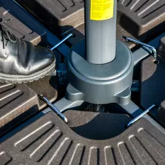 Outsunny 3m Cantilever Parasol w/ Solar Lights Power Bank Base 360° Spin Khaki - 9