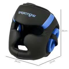 SPORTNOW Boxing Headguard w/ Adjustable Strap for Sparring, Kickboxing, MMA, Blue/Black - 3