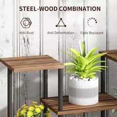 Outsunny Four-Tier Wooden Shelf Plant Stand - 5