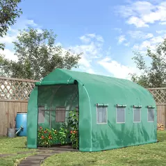 Outsunny Polytunnel Greenhouse with Windows and Door, Walk in Greenhouse for Garden, Backyard (4 x 2 M) - 2