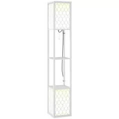 HOMCOM Duo Light Floor Shelves - White - 1