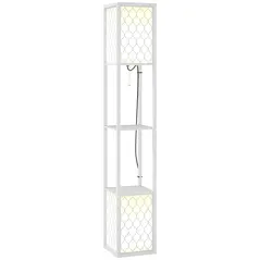 HOMCOM Duo Light Floor Shelves - White - 1