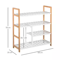 HOMCOM 4 Tier Shoe Racks Storage Stand Shelf Organizer Wood Frame 78 x 68 x 26 cm Hallway Furniture - 3