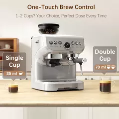 HOMCOM 15 Bar Coffee Machine, with Adjustable Grind, Steamer and Accessories - Silver Colour - 5