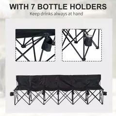 Outsunny 6 Seater Folding Camping Chair with Cup Holder & Carry Bag - Black - 4