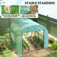 Outsunny 300 x 300cm Walk-In Polytunnel Greenhouse - Green - 7