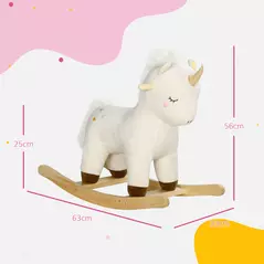 AIYAPLAY Rocking Horse with Unicorn Design, Sounds, for Ages 2-4 Years, White - 3