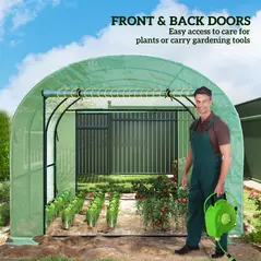Outsunny 300 x 300cm Walk-In Polytunnel Greenhouse - Green - 5