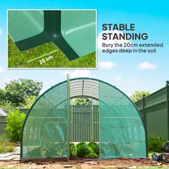 Outsunny 4 x 3 m Polytunnel Greenhouse with Windows and Doors and Galvanised Steel Frame - Green - 8