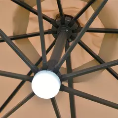 Outsunny 3(m) LED Cantilever Parasol Outdoor Sun Umbrella w/ Base Solar Lights Brown - 9