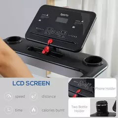 HOMCOM Motorised Folding Treadmill with 500W & LED Screen for Home, Black - 6