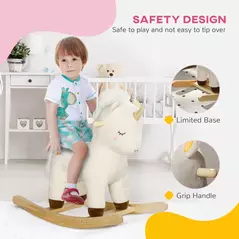 AIYAPLAY Rocking Horse with Unicorn Design, Sounds, for Ages 2-4 Years, White - 5