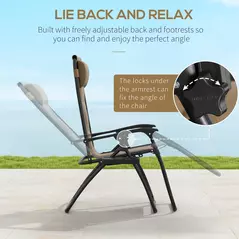 Outsunny Zero Gravity Lounger Chair Set of 2, Folding Reclining Patio Chair with Padded Seat, Cup Holder, Soft Cushion and Headrest for Poolside, Camping, Coffee - 4