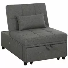 HOMCOM Four-In-One Single Sleeper Chair - Dark Grey - 1