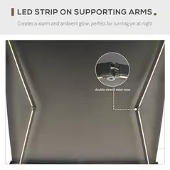 Outsunny Cassette Electric Manual Awning Door Window Retractable Canopy w/ R/C & LED 300W x 0-250D cm - 5