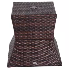Outsunny Rattan Outdoor Coffee Table, Wicker Garden Patio Bistro Side Table with Umbrella Hole and Storage Space for Balcony, Porch, Brown - 7