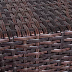 Outsunny Rattan Outdoor Coffee Table, Wicker Garden Patio Bistro Side Table with Umbrella Hole and Storage Space for Balcony, Porch, Brown - 6